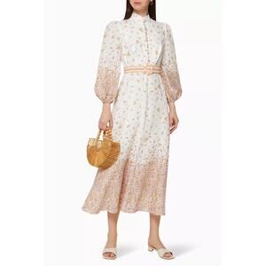 Zimmermann | Dresses | Zimmermann Golden Floral Long Sleeve Buttoned Linen Midi  Dress Sage Us 6 Nwt | Poshmark